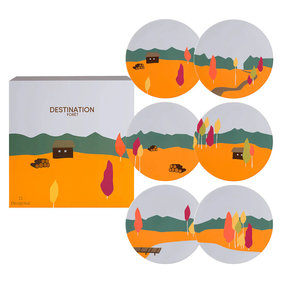 DESTINATION FORET Coffret 6 assiettes 23 cm