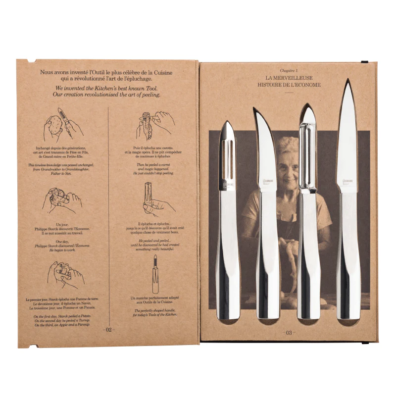 L'ECONOME STARCK Pack 4 pièces Économe/Couteau bec oiseau/Couteau office/Flexiconome - Image 3