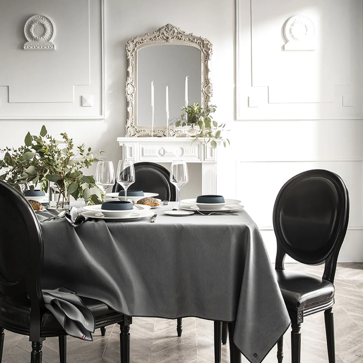 NUANCES COTON & LIN GRIS DEGRENNE Nappe rectangulaire 180 x 250 cm - Image 3