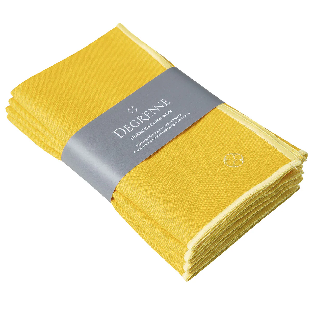 NUANCES COTON & LIN JAUNE TOURNESOL Lot de 4 serviettes 50 x 40 cm