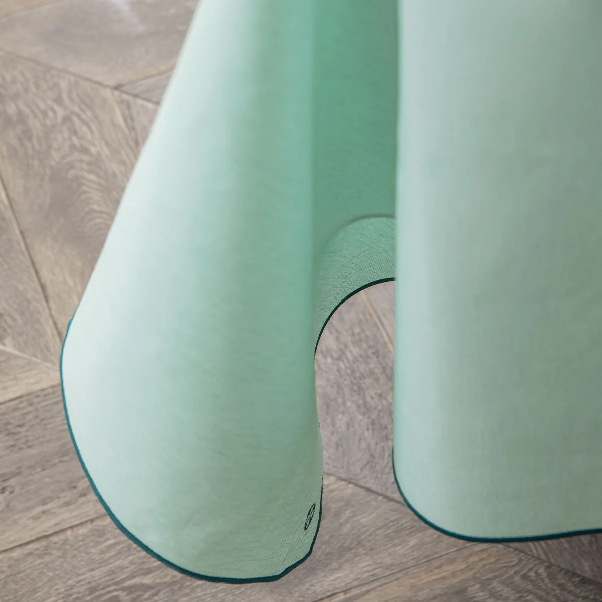 NUANCES COTON & LIN VERT MENTHE Nappe rectangulaire 180 x 250 cm - Image 3