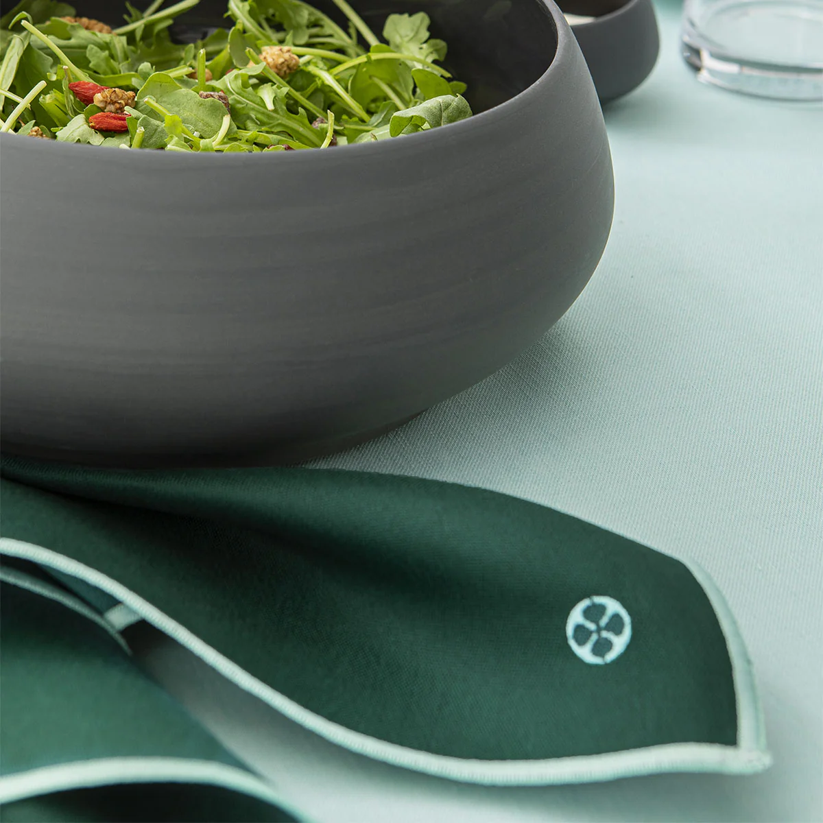 NUANCES COTON & LIN VERT MENTHE Nappe rectangulaire 180 x 250 cm - Image 5