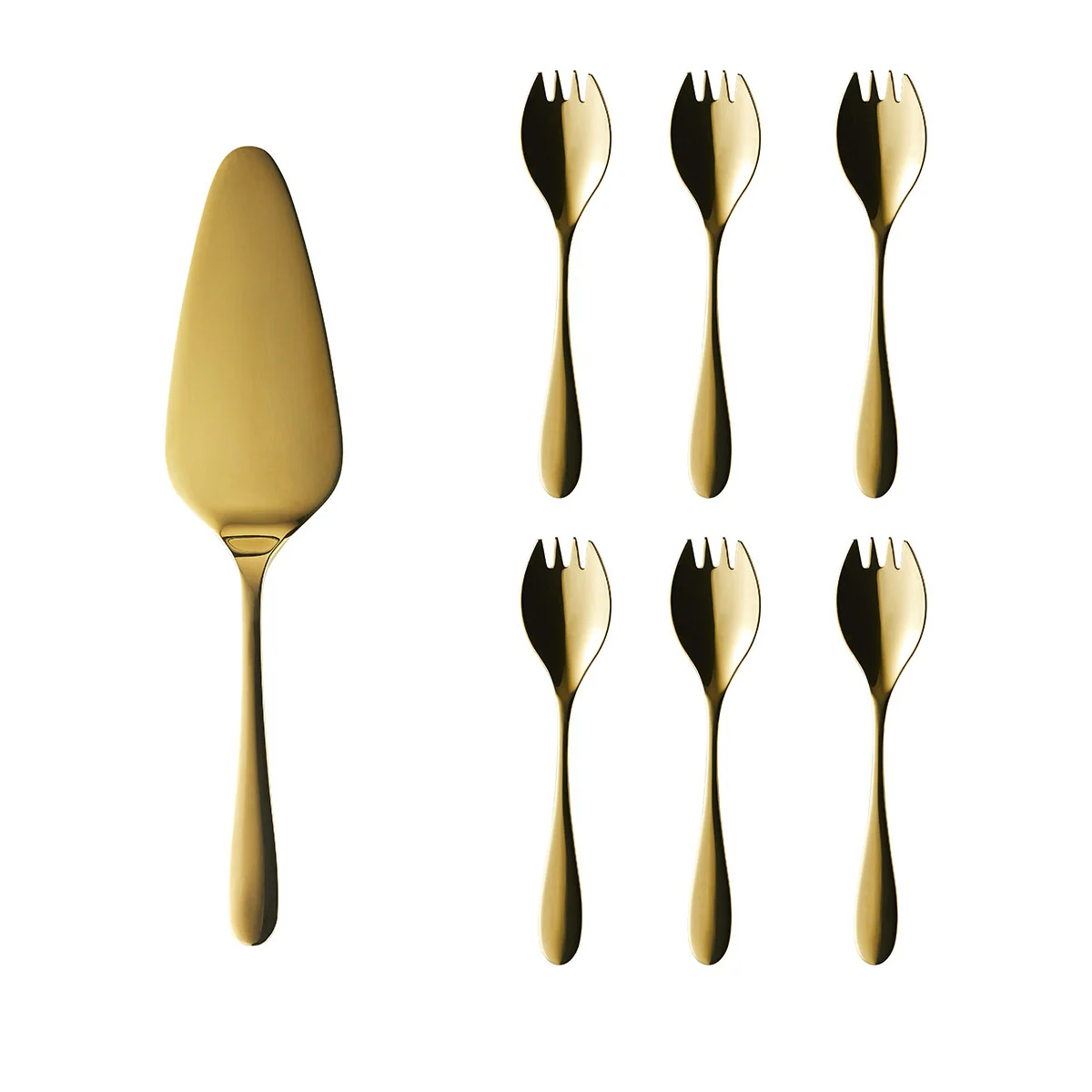 ONDE GOLD Coffret 6 fourchettes à gâteaux et pelle à tarte