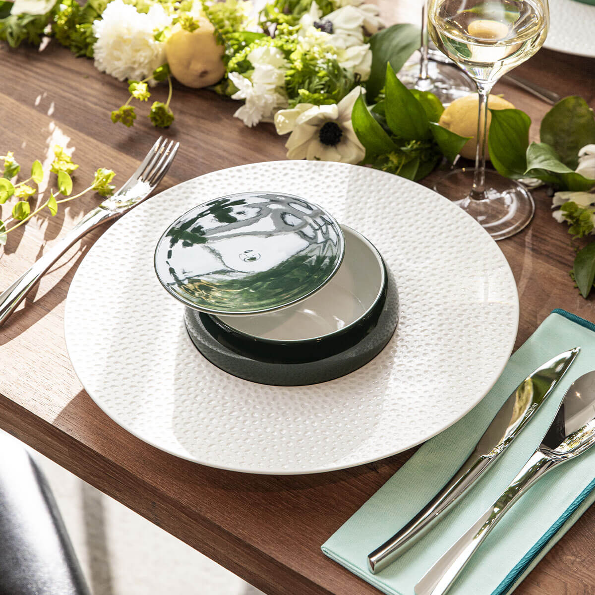 PERLES DE ROSEE BLANCHES Assiette gourmet grand bassin 30 cm - Image 4