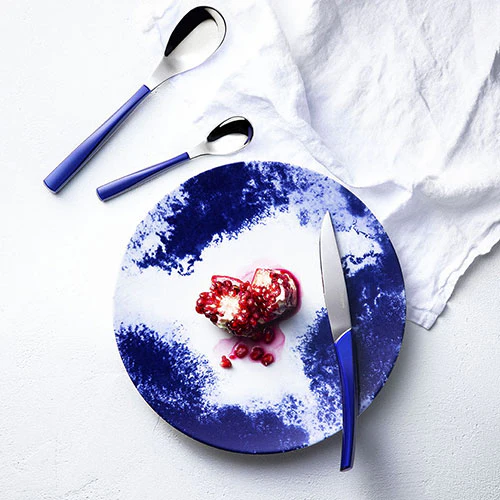 QUARTZ MIROIR BLEU CELESTE Coffret 24 couverts lame scie - Image 3