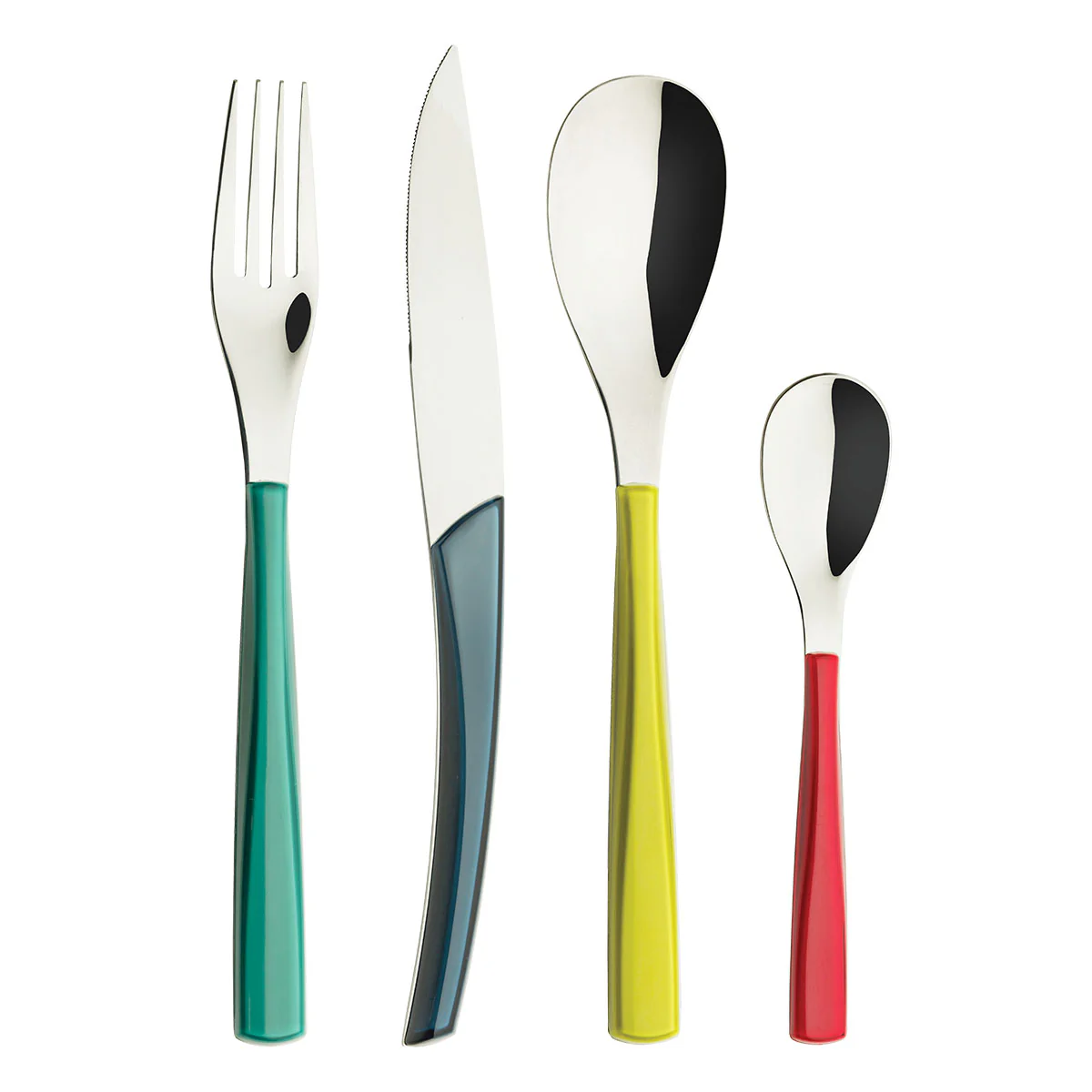 QUARTZ MIROIR MULTICOLORE Coffret 24 couverts lame scie