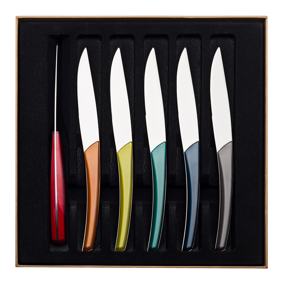 QUARTZ MIROIR MULTICOLORE Coffret 6 couteaux à steak lame scie - Image 2